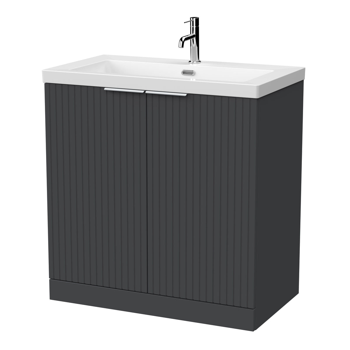 [BFLF1405L] Callingwood Contemporary Floor Standing 2 Door Vanity Unit with 1 Tap Hole Fireclay Basin, Choice of Size and Colour - Cutout
