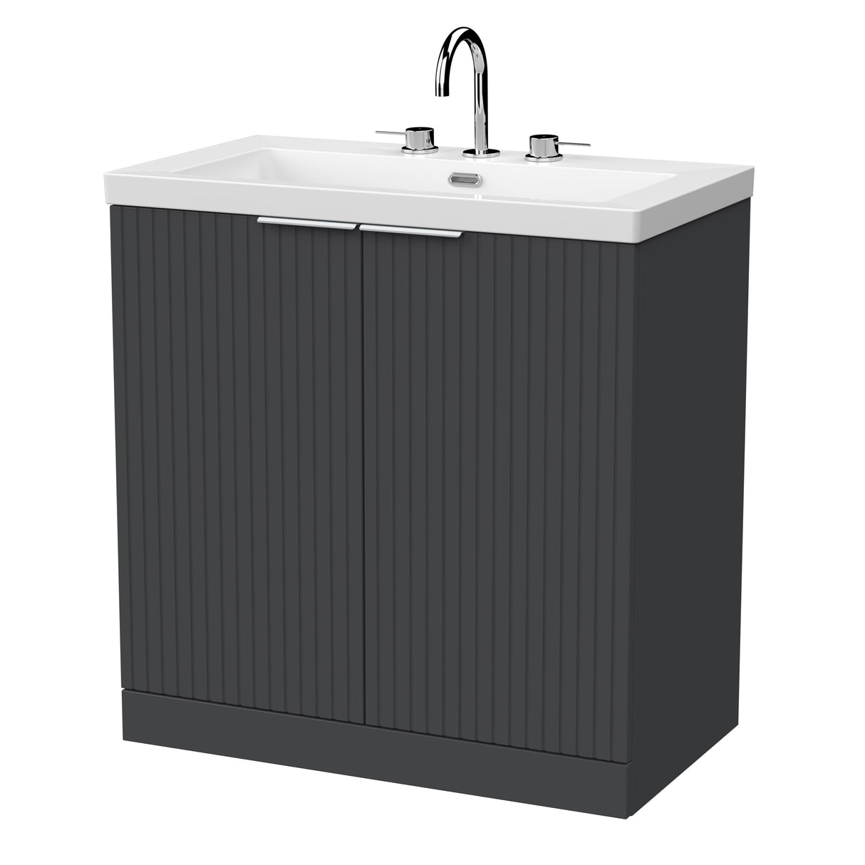 [BFLF1405M] Callingwood Contemporary Floor Standing 2 Door Vanity Unit with 3 Tap Hole Fireclay Basin, Choice of Size and Colour - Cutout