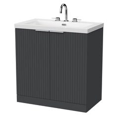 [BFLF1405M] Callingwood Contemporary Floor Standing 2 Door Vanity Unit with 3 Tap Hole Fireclay Basin, Choice of Size and Colour - Cutout