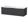 [BFLF1422CMT2] Callingwood Contemporary Wall Hung 2 Drawer 1200mm Vanity Unit with Carrera Marble Worktop, Choice of Colour - Cutout