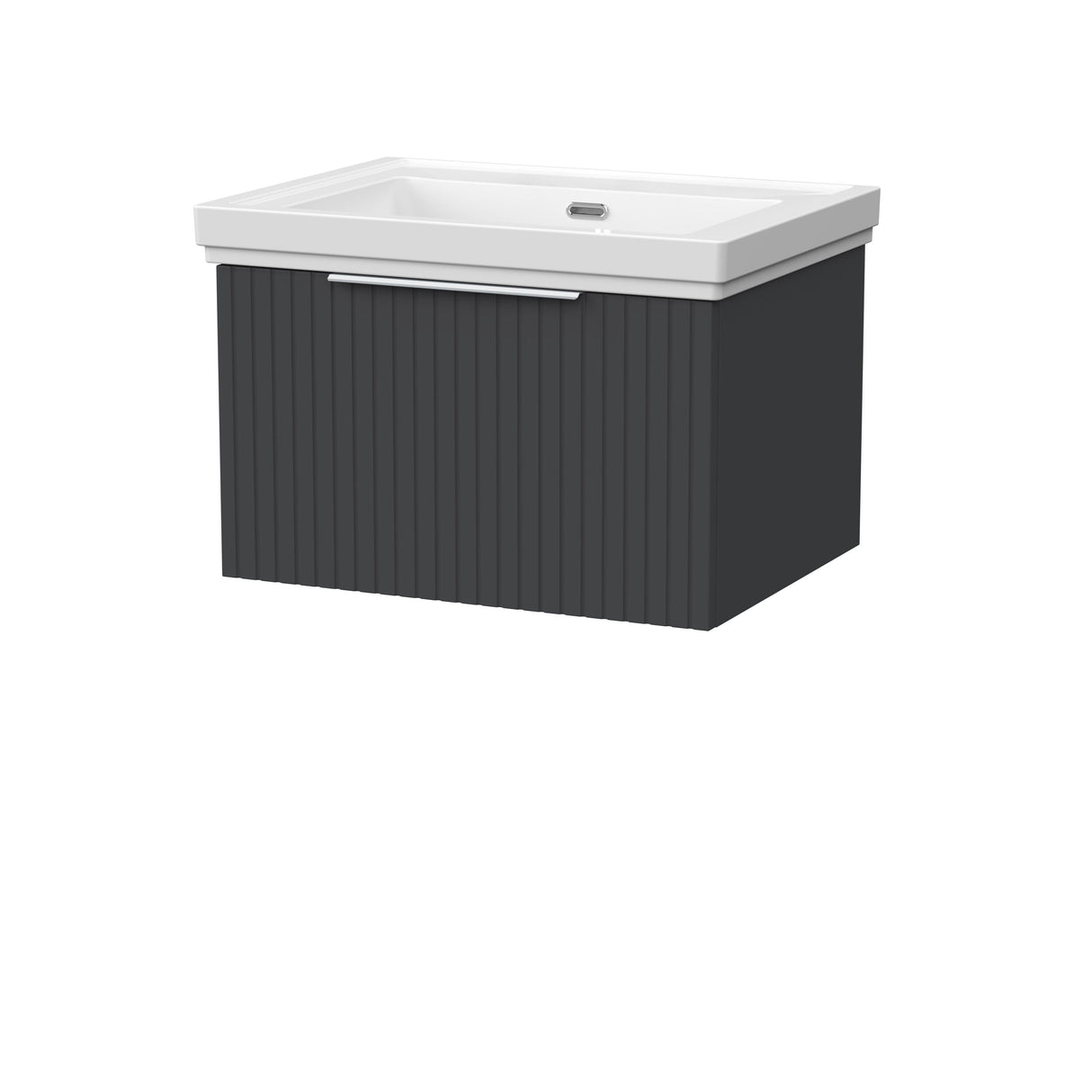 [BFLF1422H] Callingwood Contemporary Wall Hung 1 Drawer Vanity Unit with Traditional 0 Tap Hole Fireclay Basin, Choice of Size and Colour - Cutout