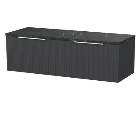 [BFLF1422LBP2] Callingwood Contemporary Wall Hung 2 Drawer 1200mm Vanity Unit with Black Pietra Marble Laminate Worktop, Choice of Colour - Cutout