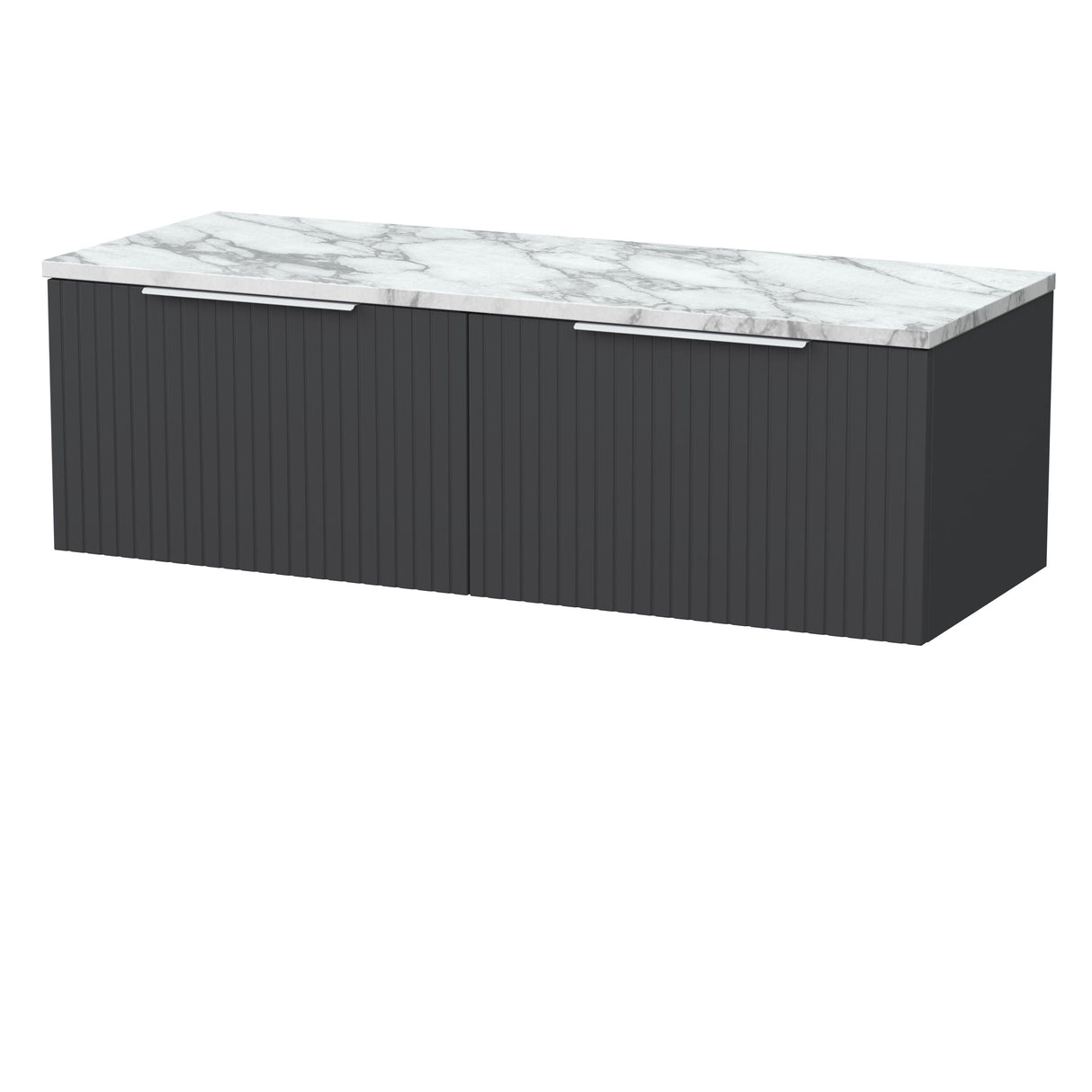 [BFLF1422LCM2] Callingwood Contemporary Wall Hung 2 Drawer 1200mm Vanity Unit with Carrera Marble Laminate Worktop, Choice of Colour - Cutout