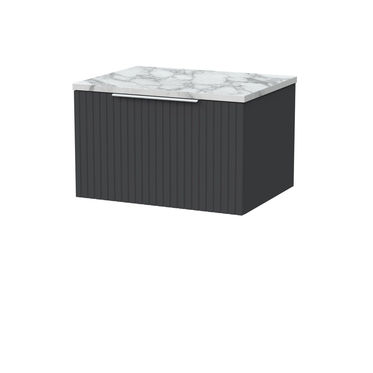 [BFLF1422LCM] Callingwood Contemporary Wall Hung 1 Drawer Vanity Unit with Carrera Marble Laminate Worktop, Choice of Size and Colour - Cutout