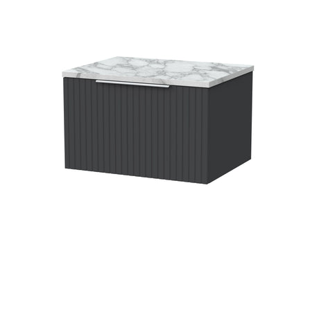 [BFLF1422LCM] Callingwood Contemporary Wall Hung 1 Drawer Vanity Unit with Carrera Marble Laminate Worktop, Choice of Size and Colour - Cutout