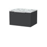 [BFLF1422LCM] Callingwood Contemporary Wall Hung 1 Drawer Vanity Unit with Carrera Marble Laminate Worktop, Choice of Size and Colour - Cutout