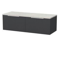 [BFLF1422LSWG2] Callingwood Contemporary Wall Hung 2 Drawer 1200mm Vanity Unit with White Sparkle Laminate Worktop, Choice of Colour - Cutout