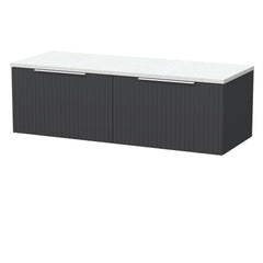 [BFLF1422LWN2] Callingwood Contemporary Wall Hung 2 Drawer 1200mm Vanity Unit with White Nebula Laminate Worktop, Choice of Colour - Cutout