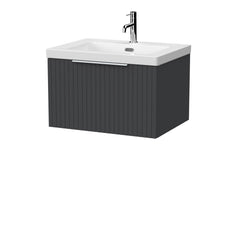[BFLF1422L] Callingwood Contemporary Wall Hung 1 Drawer Vanity Unit with 1 Tap Hole Fireclay Basin, Choice of Size and Colour - Cutout