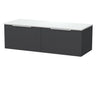 [BFLF1422WMT2] Callingwood Contemporary Wall Hung 2 Drawer 1200mm Vanity Unit with White Marble Worktop, Choice of Colour - Cutout