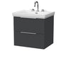 [BFLF1424B] Callingwood Contemporary Wall Hung 2 Drawer Vanity Unit with Traditional 3 Tap Hole Fireclay Basin, Choice of Size and Colour - Cutout