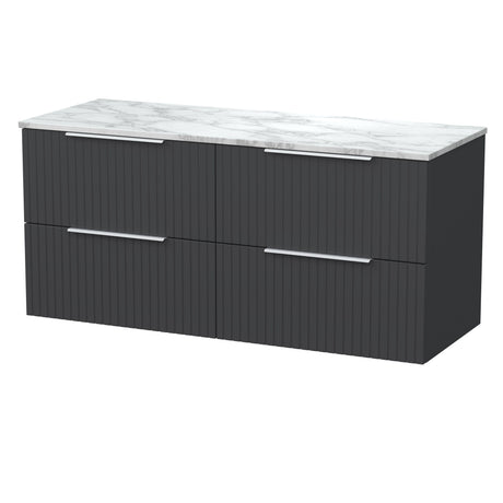 [BFLF1424CMT2] Callingwood Contemporary Wall Hung 4 Drawer 1200mm Vanity Unit with Carrera Marble Worktop, Choice of Colour - Cutout