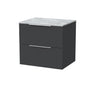 [BFLF1424GMT] Callingwood Contemporary Wall Hung 2 Drawer Vanity Unit with Grey Marble Worktop, Choice of Size and Colour - Cutout