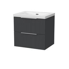 [BFLF1424K] Callingwood Contemporary Wall Hung 2 Drawer Vanity Unit with 0 Tap Hole Fireclay Basin, Choice of Size and Colour - Cutout