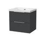 [BFLF1424K] Callingwood Contemporary Wall Hung 2 Drawer Vanity Unit with 0 Tap Hole Fireclay Basin, Choice of Size and Colour - Cutout