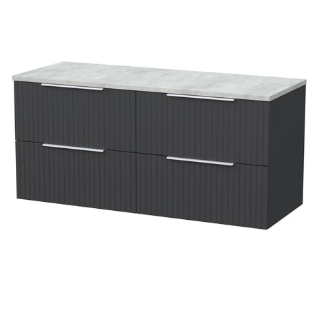 [BFLF1424LBG2] Callingwood Contemporary Wall Hung 4 Drawer 1200mm Vanity Unit with Bellato Grey Laminate Worktop, Choice of Colour - Cutout