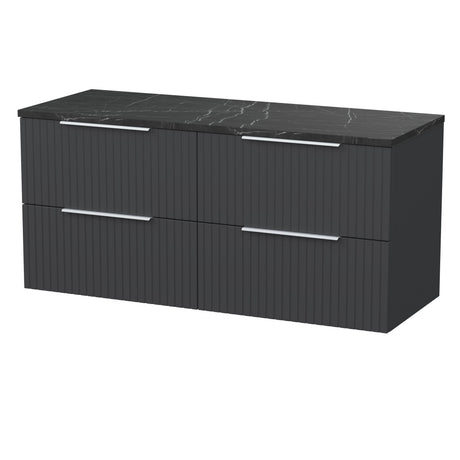 [BFLF1424LBP2] Callingwood Contemporary Wall Hung 4 Drawer 1200mm Vanity Unit with Black Pietra Marble Laminate Worktop, Choice of Colour - Cutout