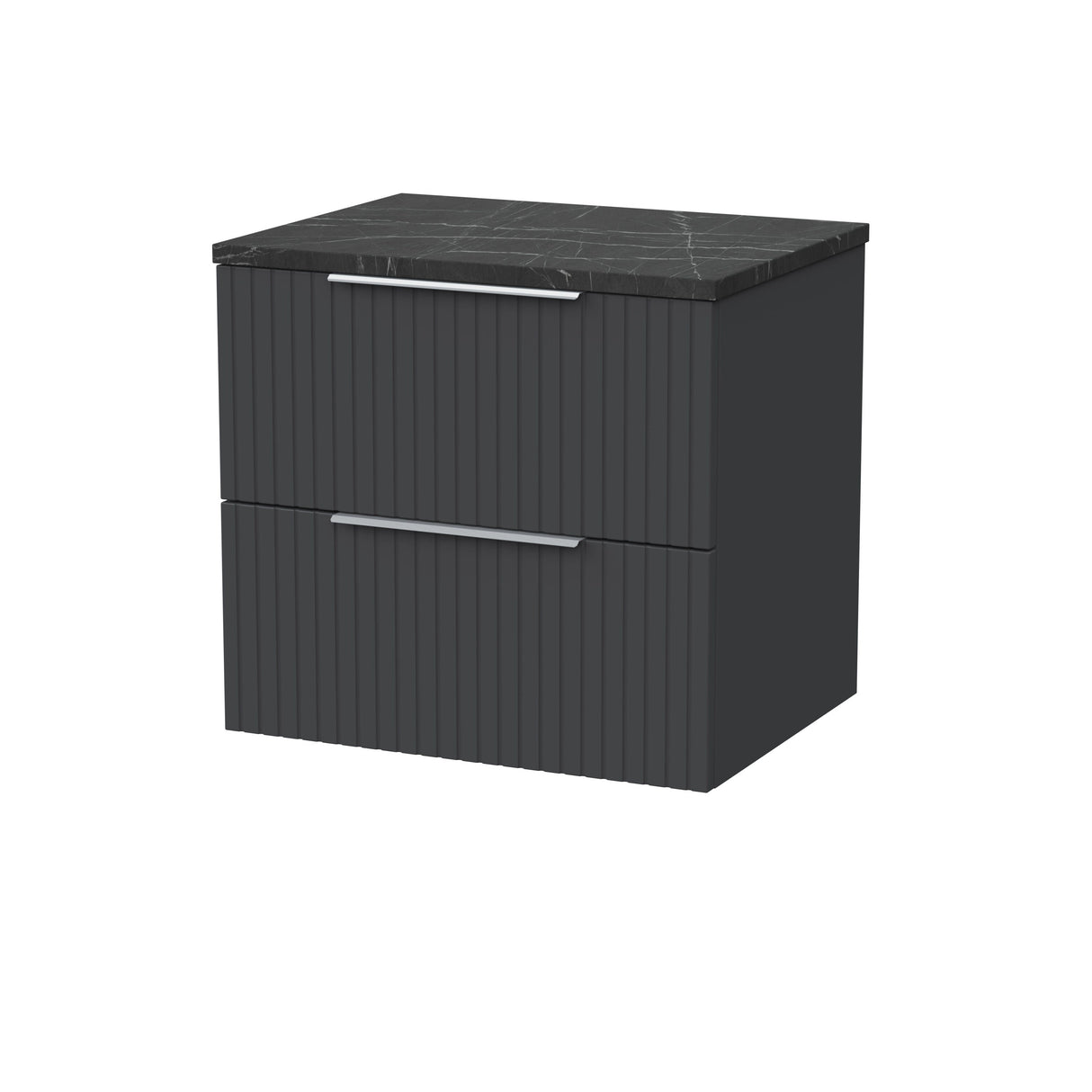 [BFLF1424LBP] Callingwood Contemporary Wall Hung 2 Drawer Vanity Unit with Black Pietra Marble Laminate Worktop, Choice of Size and Colour - Cutout