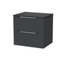 [BFLF1424LBP] Callingwood Contemporary Wall Hung 2 Drawer Vanity Unit with Black Pietra Marble Laminate Worktop, Choice of Size and Colour - Cutout