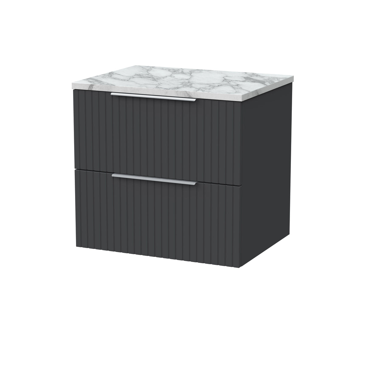 [BFLF1424LCM] Callingwood Contemporary Wall Hung 2 Drawer Vanity Unit with Carrera Marble Laminate Worktop, Choice of Size and Colour - Cutout