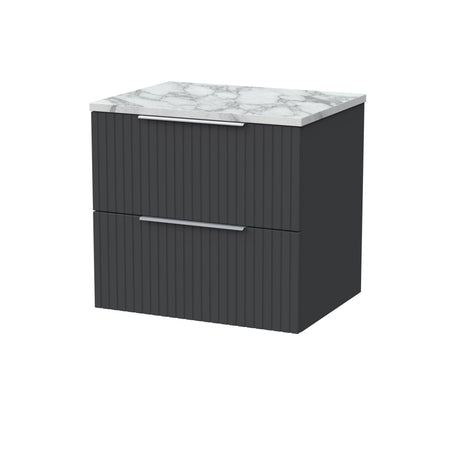 [BFLF1424LCM] Callingwood Contemporary Wall Hung 2 Drawer Vanity Unit with Carrera Marble Laminate Worktop, Choice of Size and Colour - Cutout