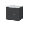 [BFLF1424LCM] Callingwood Contemporary Wall Hung 2 Drawer Vanity Unit with Carrera Marble Laminate Worktop, Choice of Size and Colour - Cutout