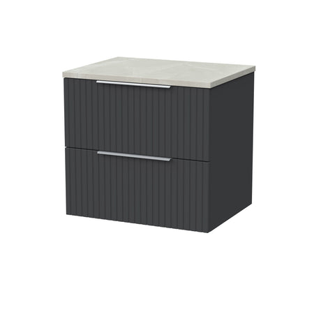 [BFLF1424LMP] Callingwood Contemporary Wall Hung 2 Drawer Vanity Unit with Marble Plaster Laminate Worktop, Choice of Size and Colour - Cutout