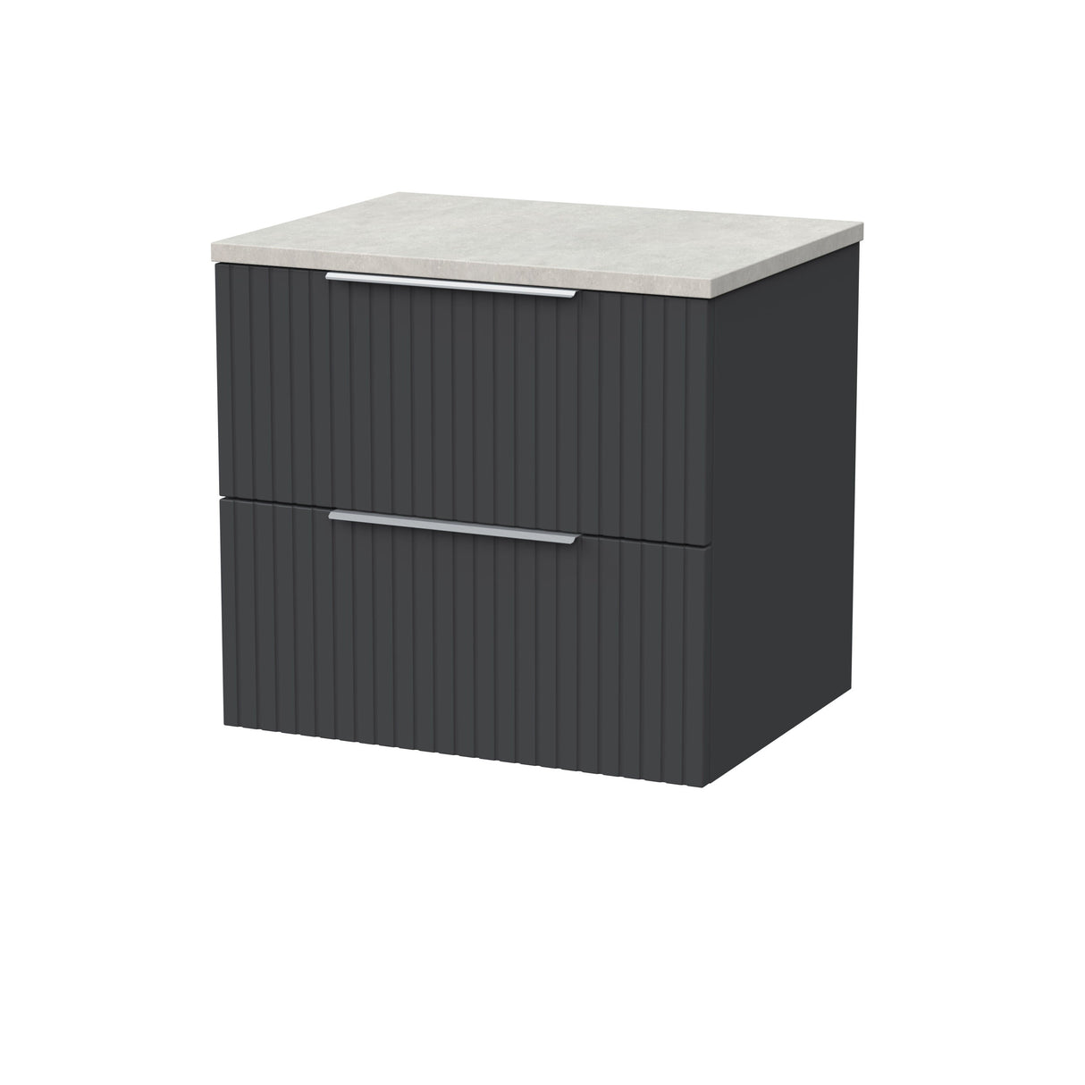 [BFLF1424LSWG] Callingwood Contemporary Wall Hung 2 Drawer Vanity Unit with White Sparkle Laminate Worktop, Choice of Size and Colour - Cutout