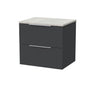 [BFLF1424LSWG] Callingwood Contemporary Wall Hung 2 Drawer Vanity Unit with White Sparkle Laminate Worktop, Choice of Size and Colour - Cutout