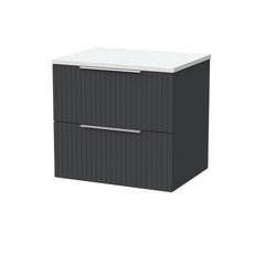 [BFLF1424LWN] Callingwood Contemporary Wall Hung 2 Drawer Vanity Unit with White Nebula Laminate Worktop, Choice of Size and Colour - Cutout