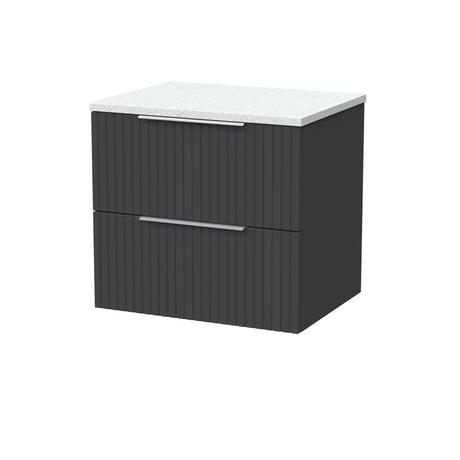 [BFLF1424LWN] Callingwood Contemporary Wall Hung 2 Drawer Vanity Unit with White Nebula Laminate Worktop, Choice of Size and Colour - Cutout