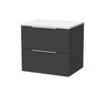 [BFLF1424LWN] Callingwood Contemporary Wall Hung 2 Drawer Vanity Unit with White Nebula Laminate Worktop, Choice of Size and Colour - Cutout