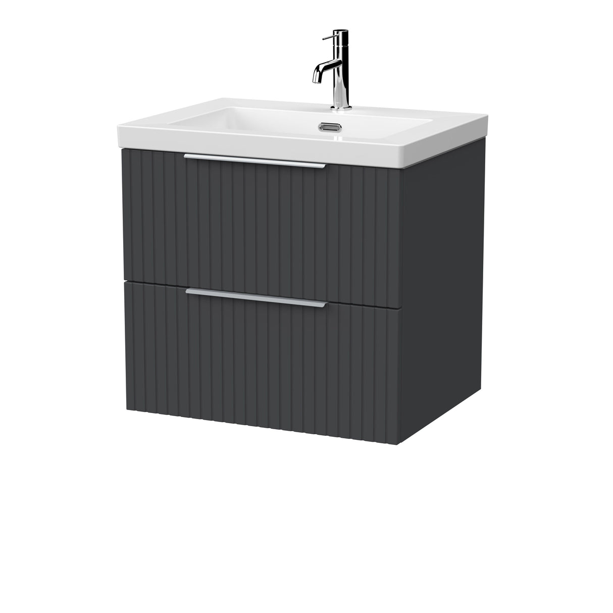[BFLF1424L] Callingwood Contemporary Wall Hung 2 Drawer Vanity Unit with 1 Tap Hole Fireclay Basin, Choice of Size and Colour - Cutout