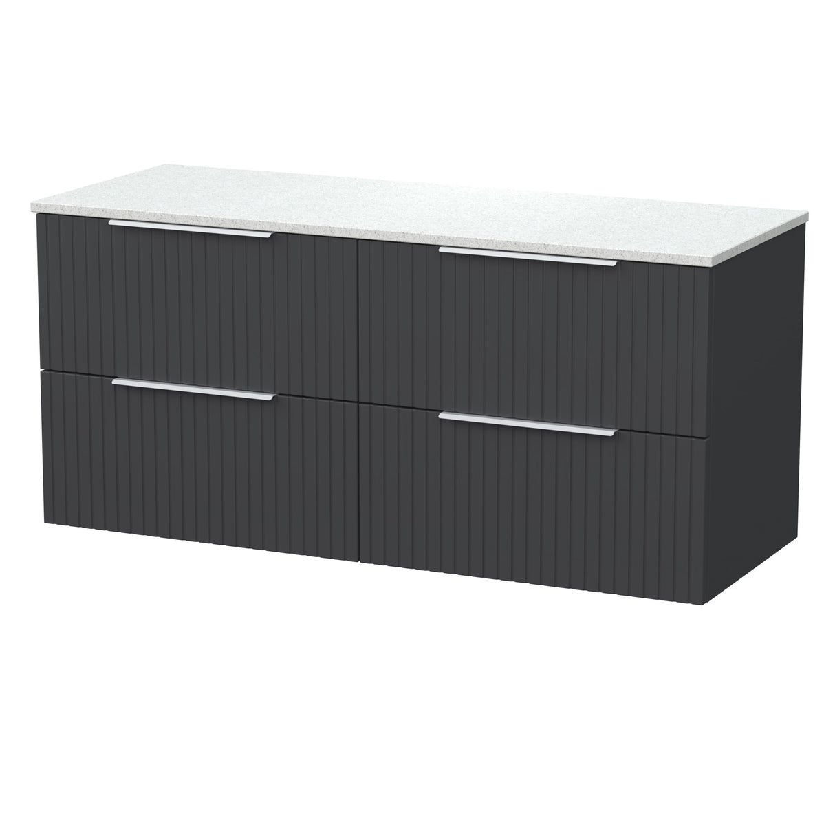 [BFLF1424WMT2] Callingwood Contemporary Wall Hung 4 Drawer 1200mm Vanity Unit with White Marble Worktop, Choice of Colour - Cutout
