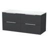 [BFLF1424WMT2] Callingwood Contemporary Wall Hung 4 Drawer 1200mm Vanity Unit with White Marble Worktop, Choice of Colour - Cutout
