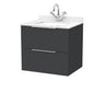 [BFLF1424WS1] Callingwood Contemporary Wall Hung 2 Drawer Vanity Unit with Marble Worktop and Basin, Choice of Size and Colour - Cutout