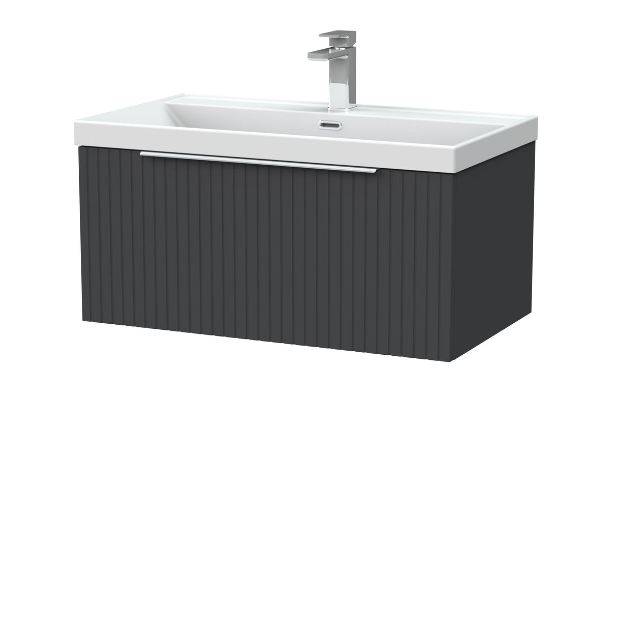 [BFLF1425E] Callingwood Contemporary Wall Hung 1 Drawer Vanity Unit with Thin-Edge Ceramic Basin, Choice of Size and Colour - Cutout