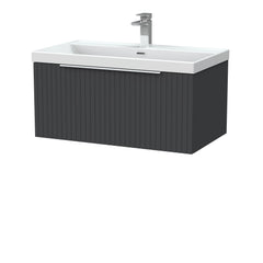 [BFLF1425E] Callingwood Contemporary Wall Hung 1 Drawer Vanity Unit with Thin-Edge Ceramic Basin, Choice of Size and Colour - Cutout