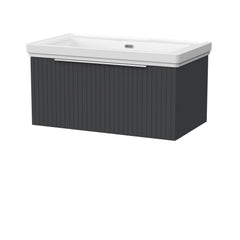 [BFLF1425H] Callingwood Contemporary Wall Hung 1 Drawer Vanity Unit with Traditional 0 Tap Hole Fireclay Basin, Choice of Size and Colour - Cutout