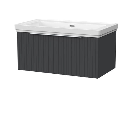 [BFLF1425H] Callingwood Contemporary Wall Hung 1 Drawer Vanity Unit with Traditional 0 Tap Hole Fireclay Basin, Choice of Size and Colour - Cutout