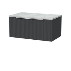 [BFLF1425LBG] Callingwood Contemporary Wall Hung 1 Drawer Vanity Unit with Bellato Grey Laminate Worktop, Choice of Size and Colour - Cutout