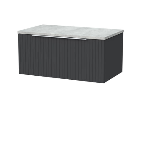 [BFLF1425LBG] Callingwood Contemporary Wall Hung 1 Drawer Vanity Unit with Bellato Grey Laminate Worktop, Choice of Size and Colour - Cutout