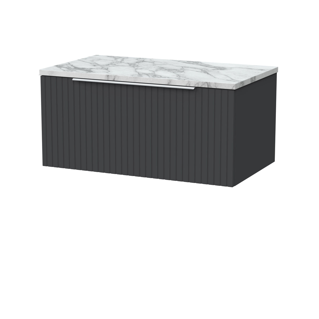 [BFLF1425LCM] Callingwood Contemporary Wall Hung 1 Drawer Vanity Unit with Carrera Marble Laminate Worktop, Choice of Size and Colour - Cutout