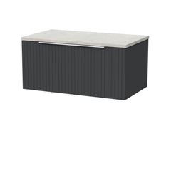 [BFLF1425LSWG] Callingwood Contemporary Wall Hung 1 Drawer Vanity Unit with White Sparkle Laminate Worktop, Choice of Size and Colour - Cutout
