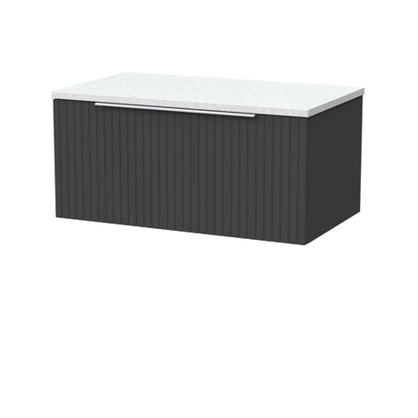 [BFLF1425LWN] Callingwood Contemporary Wall Hung 1 Drawer Vanity Unit with White Nebula Laminate Worktop, Choice of Size and Colour - Cutout