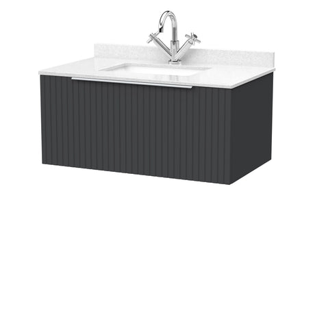 [BFLF1425WS1] Callingwood Contemporary Wall Hung 1 Drawer Vanity Unit with Marble Worktop and Basin, Choice of Size and Colour - Cutout