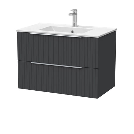 [BFLF1426C] Callingwood Contemporary Wall Hung 2 Drawer Vanity Unit with Minimalist Ceramic Basin, Choice of Size and Colour - Cutout