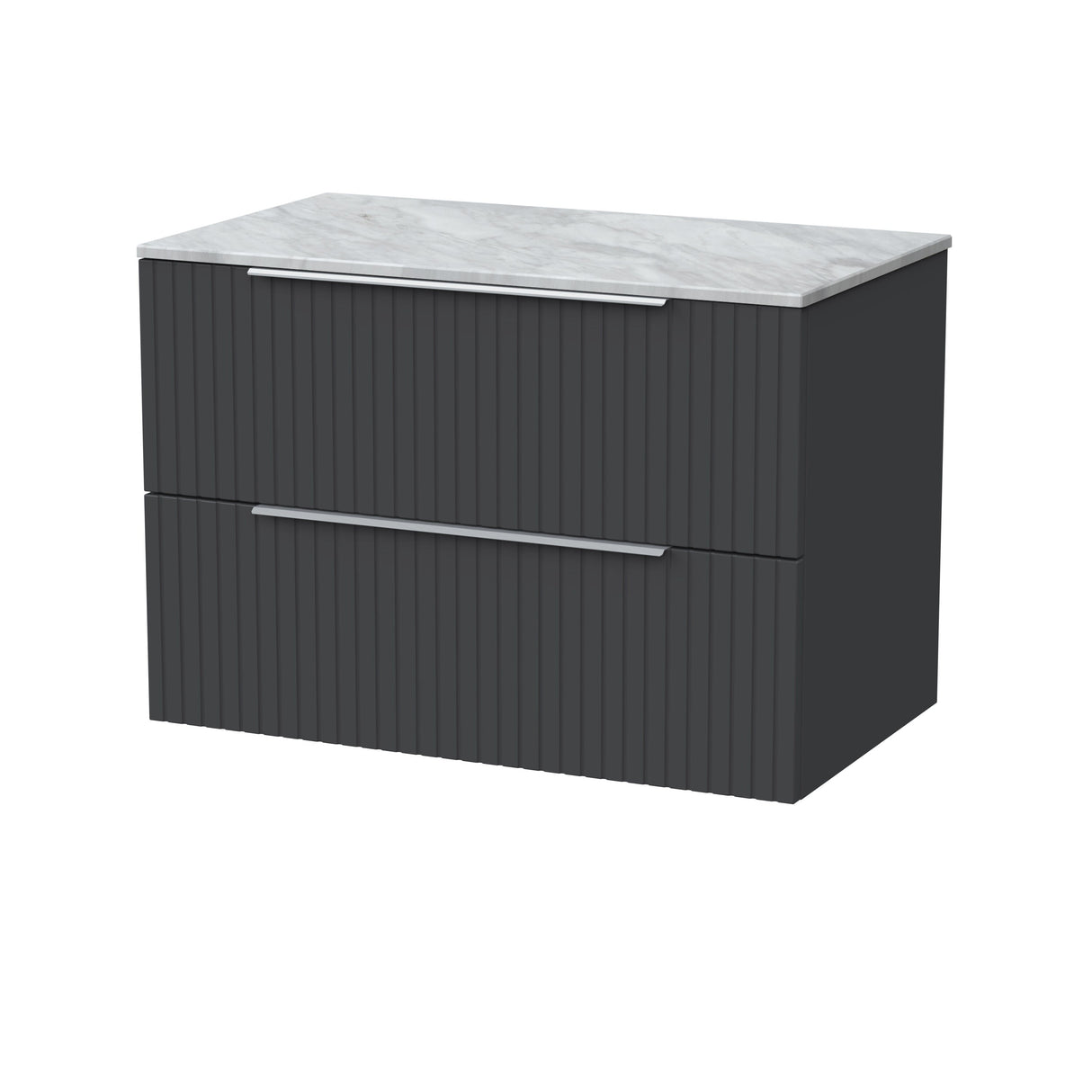 [BFLF1426GMT] Callingwood Contemporary Wall Hung 2 Drawer Vanity Unit with Grey Marble Worktop, Choice of Size and Colour - Cutout
