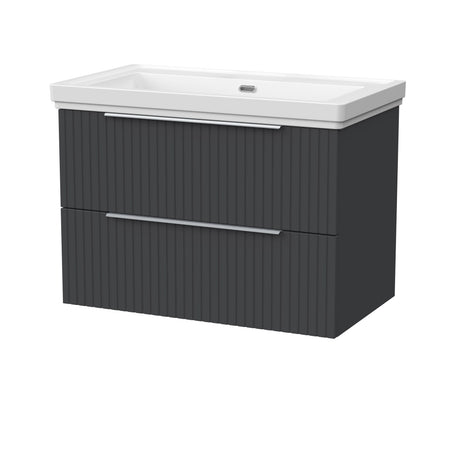 [BFLF1426H] Callingwood Contemporary Wall Hung 2 Drawer Vanity Unit with Traditional 0 Tap Hole Fireclay Basin, Choice of Size and Colour - Cutout