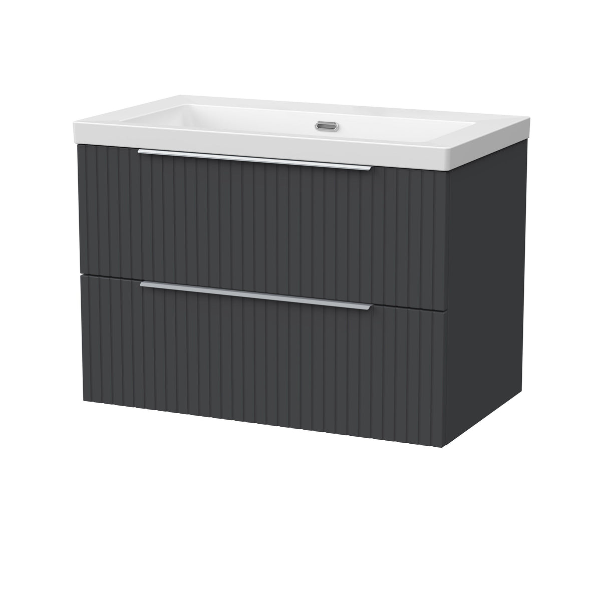 [BFLF1426K] Callingwood Contemporary Wall Hung 2 Drawer Vanity Unit with 0 Tap Hole Fireclay Basin, Choice of Size and Colour - Cutout